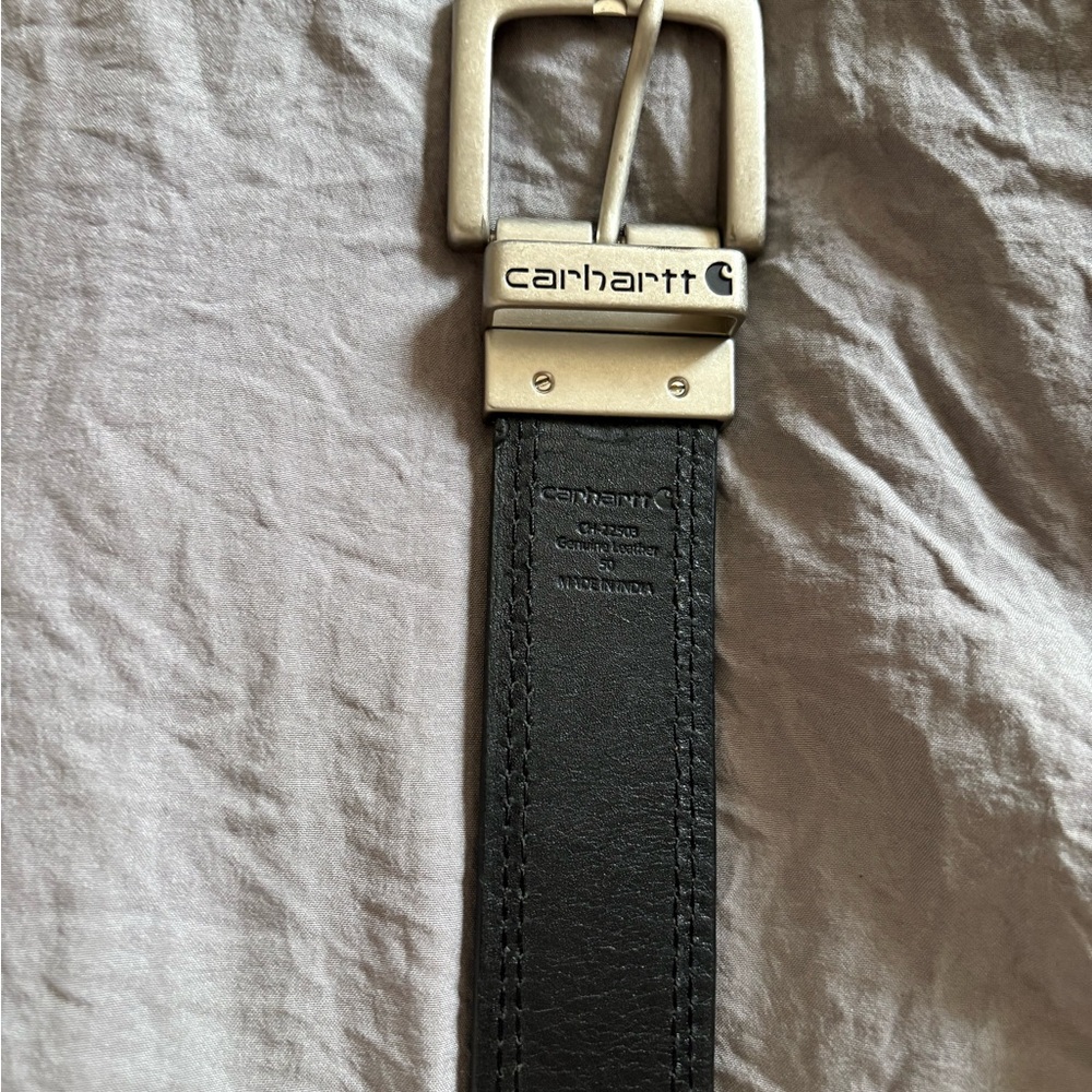 Carhartt Black Leather Belt with Silver Buckle